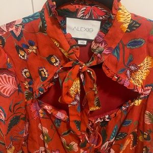 Alexis Red Floral Tie Neck top